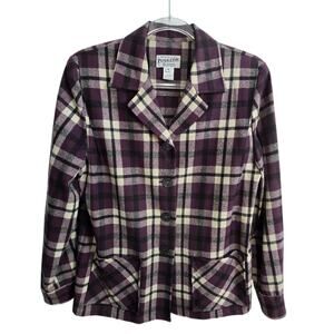 Pendleton 49’er Purple Wool Plaid Jacket Button Medium Heritage Classic